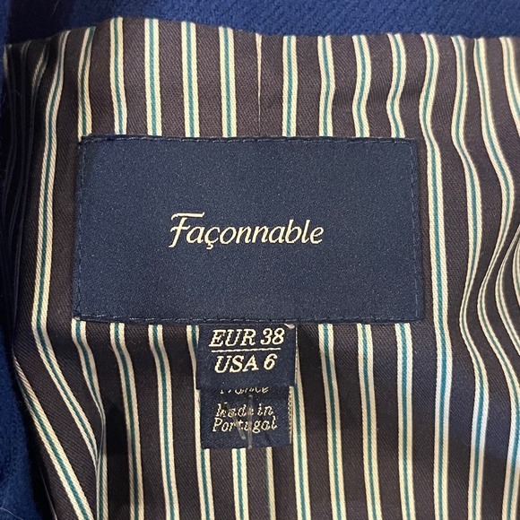 NEW! Falconnable Blue Wool Moto Jacket Size 38/6 - Picture 12 of 15